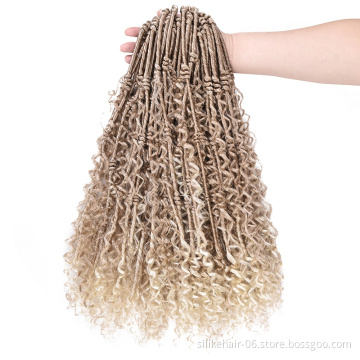 Faux Locs Crochet With Curly Hair 20 Inch Goddess Locs Crochet Hair Hippie Locs  Boho Style Synthetic Braids Hair Extensions